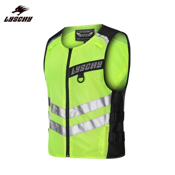 4XL vert gilet de securite reflechissant LED pour moto velo gilet avertissement lumineux pour velo vtt Cdiscount Auto