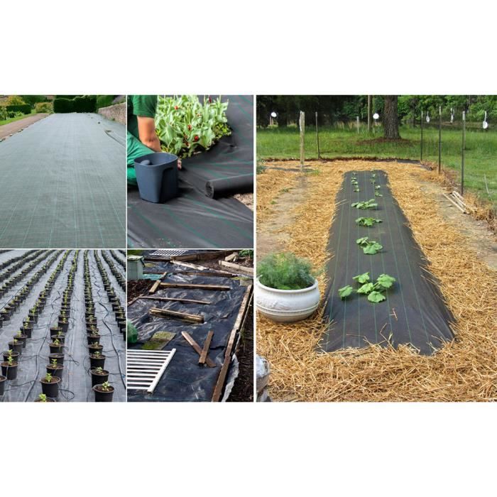 Toiles de Paillage 3m x 10m, Toile Anti Mauvaises Herbes Jardin, Bache  Noire Agricole, Barriere Anti Racine, Tissu Perméable à l'eau