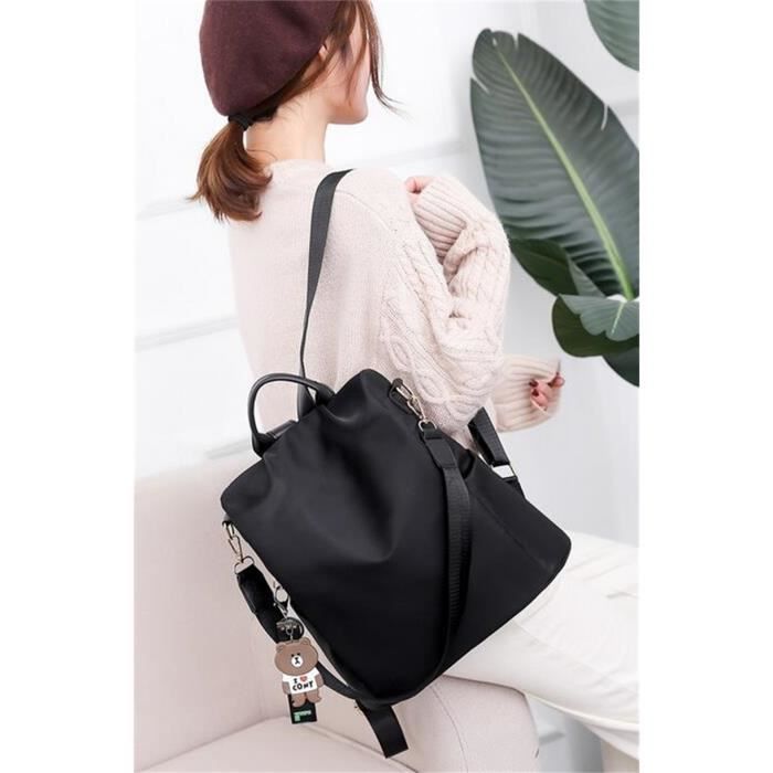 Sac a Dos JINDING Sac a Dos Femme Cuir Etanche Anti vol Style Fleur Noir