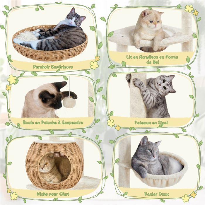 Arbre à chat - Modulable CozyTree 70 cm : idéal petits espaces – Minou Land
