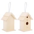 EBTOOLS Maison d'oiseau 2 pièces innovant extérieur en bois nichoir oiseaux nidification boîte d'élevage Cage ornement jardin-2