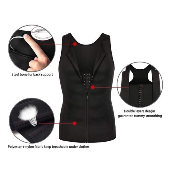 Débardeur Gainant Homme MEETYOO - Effet Ventre Plat, Invisible Sous Les Vêtements, Matière Respirante (90% Nylon, 10% élasthanne) - 11