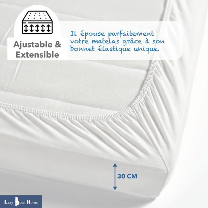 Protège Matelas 160x200 Cm - 100% Microfibres Imperméable Et Etirable   Forme Drap Housse   Certifie œko Tex