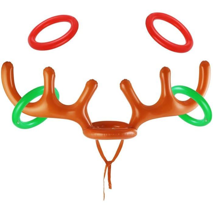 Jeux de fête de Noël, jeu de lancer d'anneaux de bois de renne gonflable pour la famille, le bureau et la salle de classe, pour enfants, garnitures de bas de Noël, fournitures