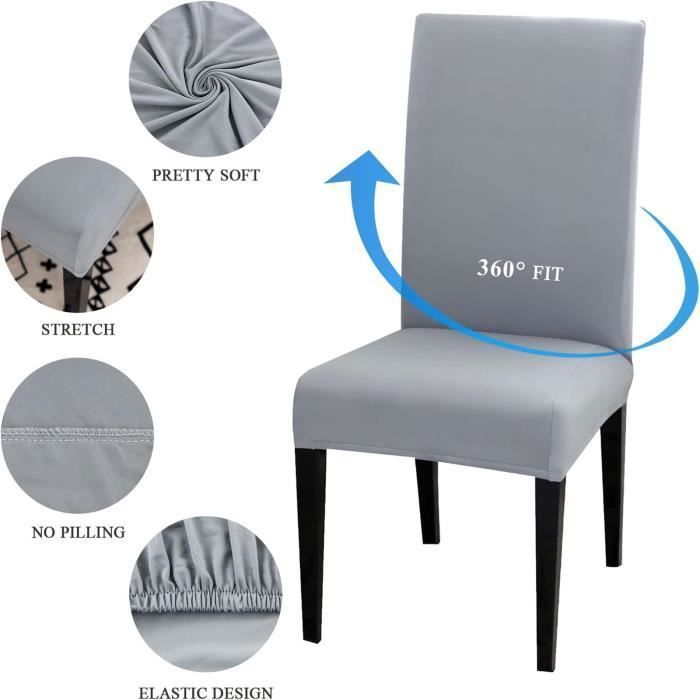 4 Housses De Chaises Salle à Manger Dioxide - Imperméables Stretch Jacquard Beige, Universelles Et Lavables