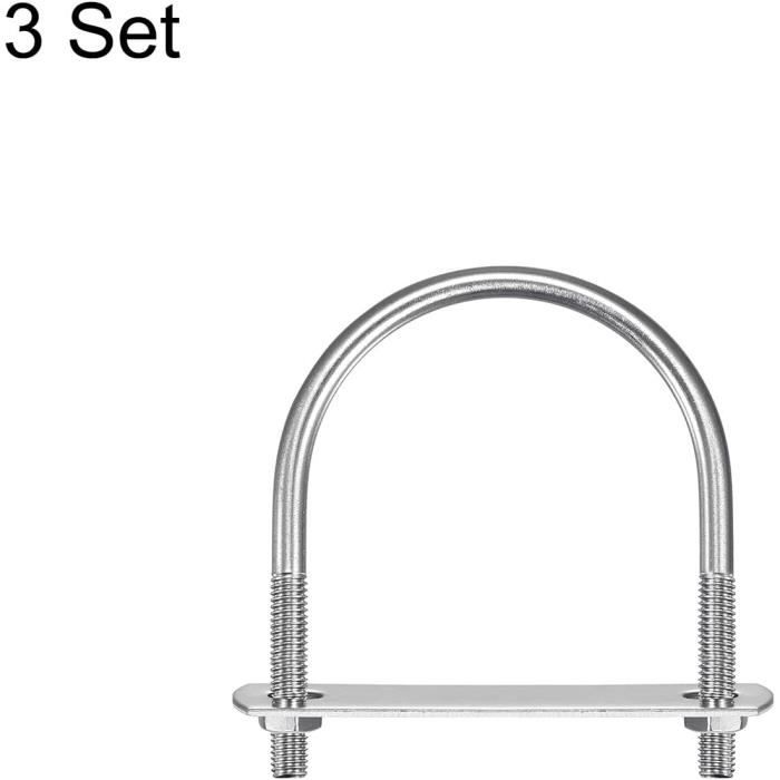 Lot De 3 Ensembles De U-Boulons Carrés – 32mm X 100mm, Filetage M8, Marque Uxcell (neuf)