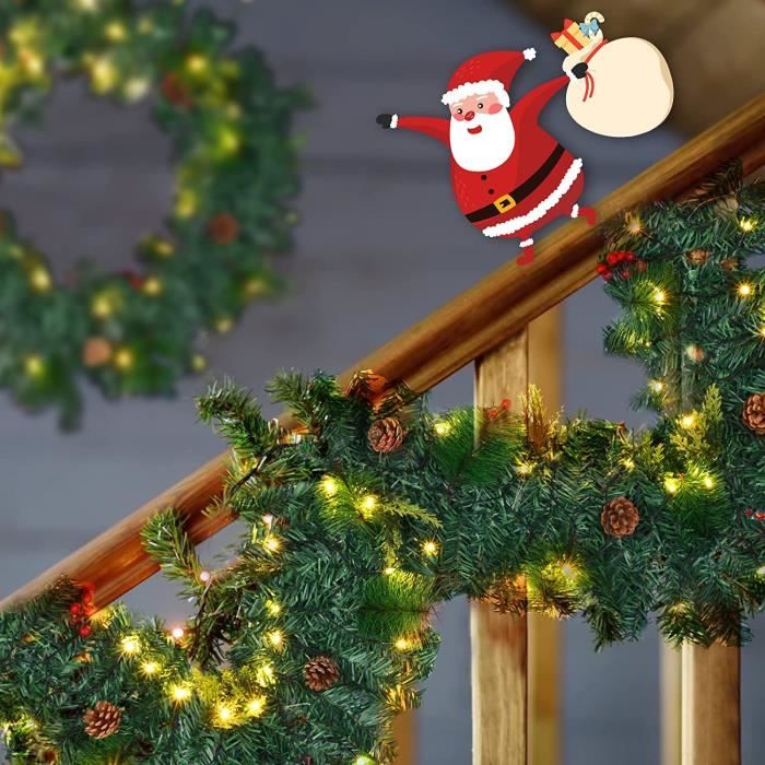 Guirlande Sapin Artificiel Guirlande de Noël avec LEDs Pomme de Pin Rouge  pour Les décorations d'escaliers et de cheminées de[K65] - Cdiscount Maison