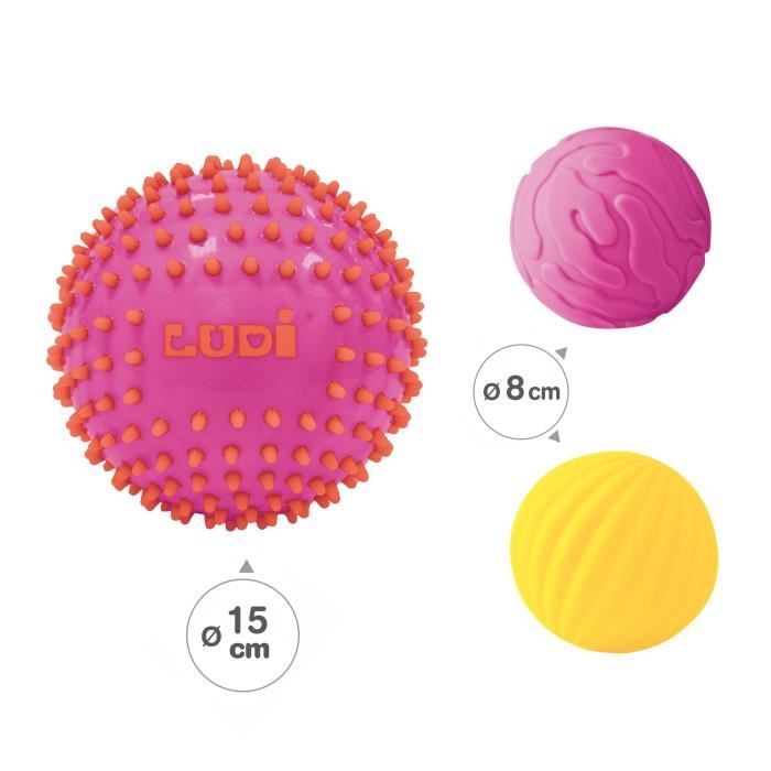 LUDI - 3 Balles sensorielles - Bébé