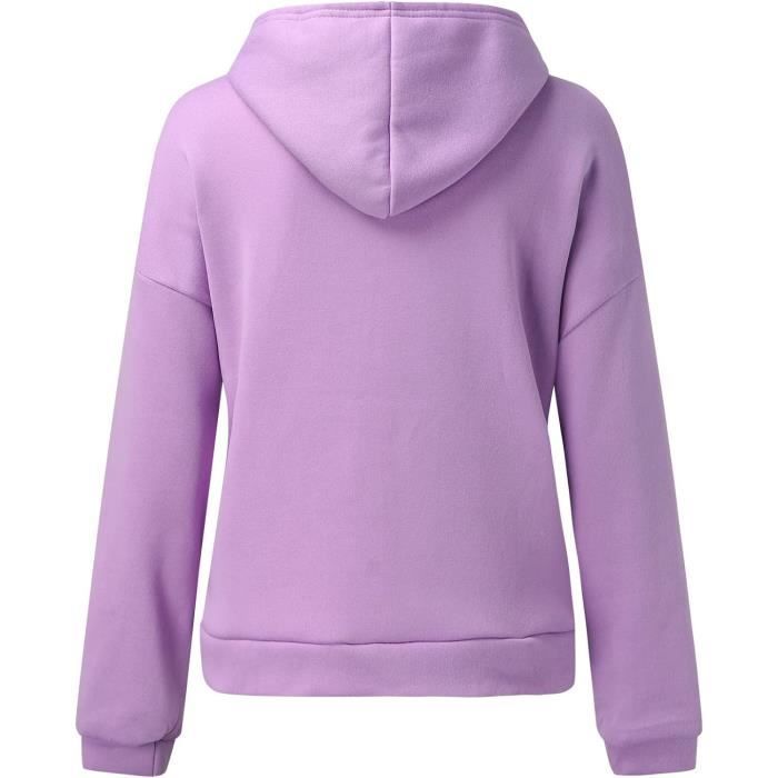 Sweat a Capuche Femme Cotton Sweatshirt avec Poches Hoodies Zippe Veste de Sport Blousons Casual Printemps Automne Sweat Violet 1 Violet Cdiscount Pret a Porter