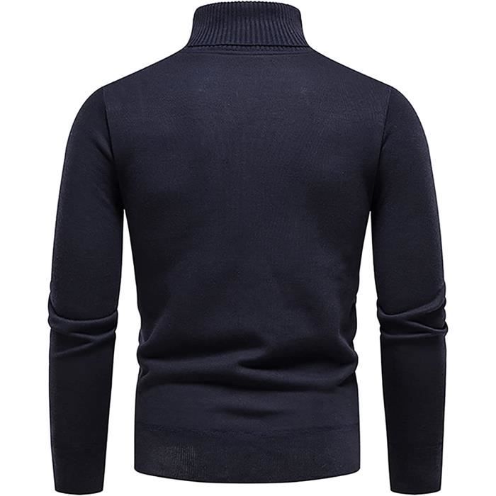 Pull Col Roule Homme Automne Hiver Casual Slim Fit Tricot Couleur Uni Homme Hiver Vintage Doux Pas Cher Noel Homme Bleu Cdiscount Pret a Porter