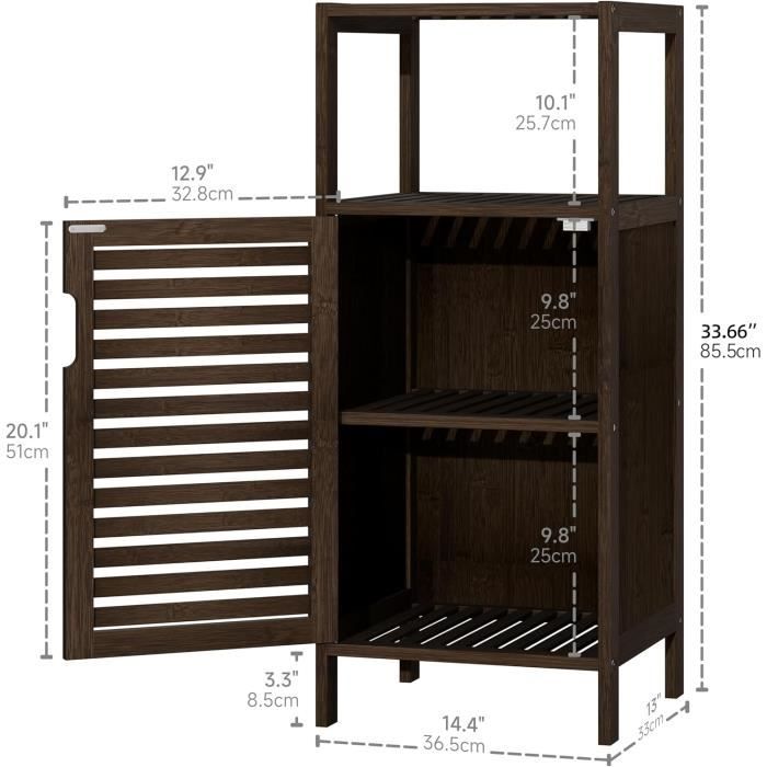 HITNET Meuble Salle de Bain Bambou, Armoire Bas Salle de Bain avec