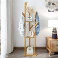 Porte-Manteaux sur Pied en Bambou Meuble d’Entrée Portant pour Vêtements avec 9 Crochets pour Salon Chambre 40 x 40 x 170cm-3