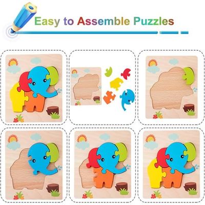 BelleStyle Puzzle En Bois Montessori – 6 Animaux (9 Pièces) – Dès 2 Ans – Jeu Éducatif Cognition Et Motricité