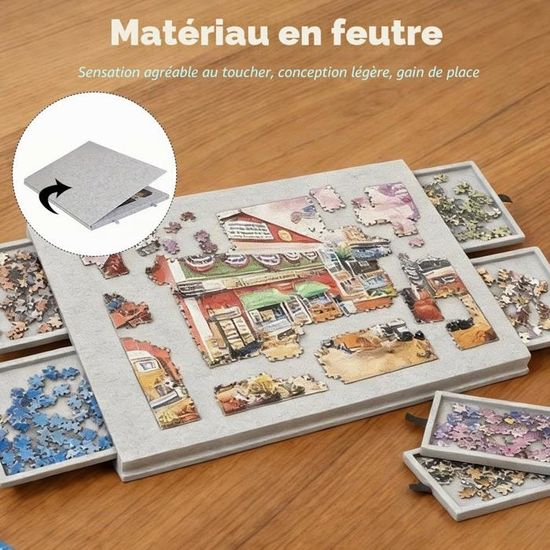 Planche de puzzle inclinable, support et housse 2 en 1, table de rangement en feutre léger