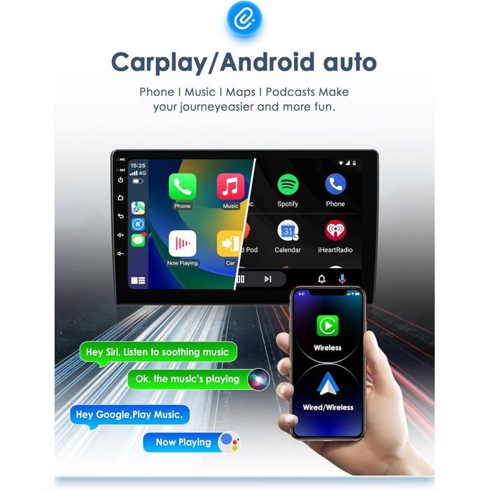 Autoradio Android 2 Din Pour Citroën C2 C3 (2001-2010) - Écran 9'', 4G/5G WiFi, CarPlay, Android Auto, GPS