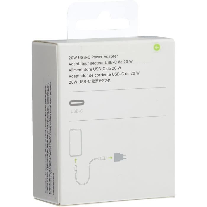 Apple Adaptateur Secteur USB‑C 20 W compatible avec iPhone 12