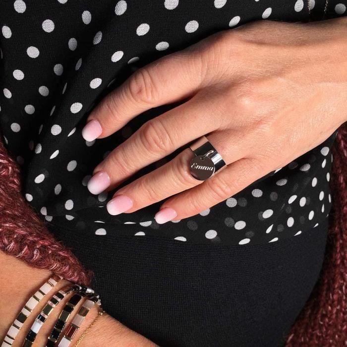 Bague Breloque M daille Gravure Personnalisable Ajustable En Acier