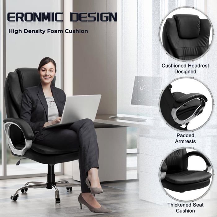HLFURNIEU Chaise Bureau Confortable, Chaise de Bureau Ergonomique