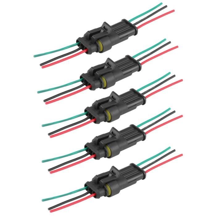 Sonew connecteur de voiture 5 jeux de connecteurs électriques étanches pour  voiture 1/2/3 broches avec câble métallique (2P) - Cdiscount Bricolage