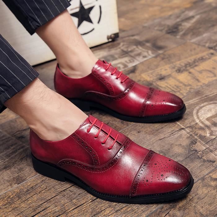 Chaussure Homme Richelieu de ville en cuir Rouge Rouge Cdiscount