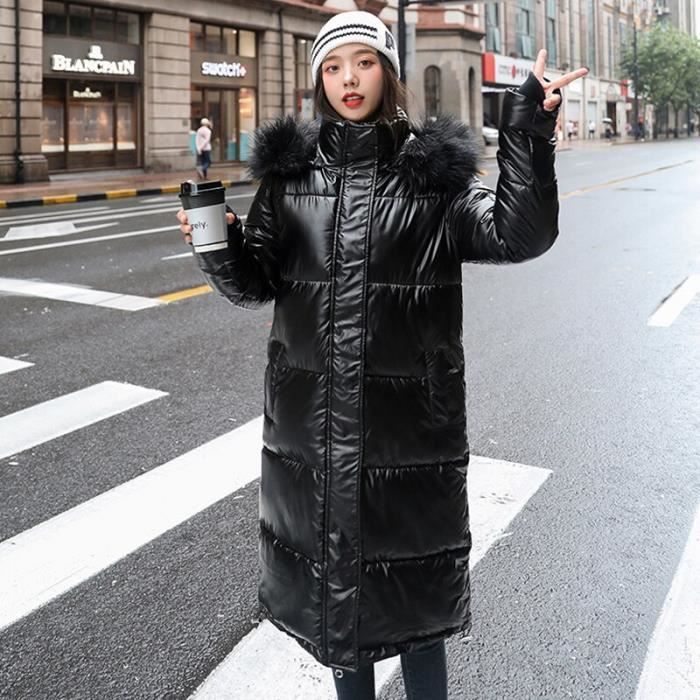 Manteau doudoune hot sale noir brillant