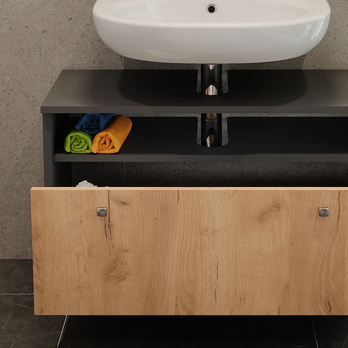 Vicco Meuble Sous Vasque Fynn – Blanc Mat Moderne Avec Tiroir 80,2 × 54 Cm