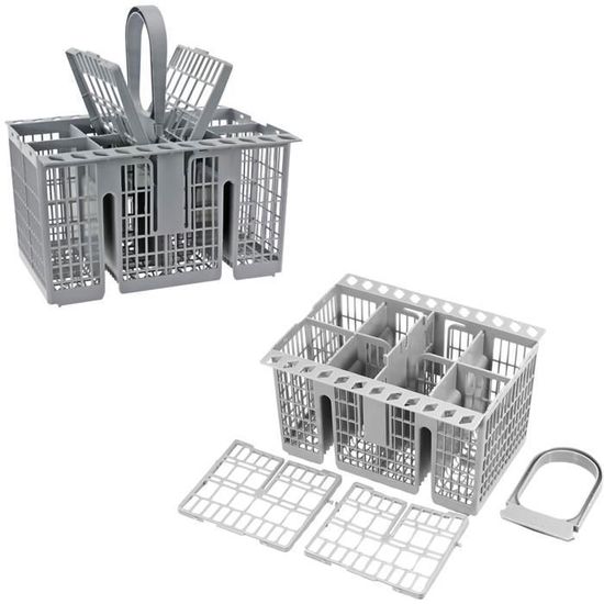 Panier à Couverts Pour Lave-vaisselle - Dimensions 22x11.5x9 Cm, Gris - Compatible Modèles Bosch, Siemens, Nombreux Modèles - 4 Compartiments, Poignée Amovible