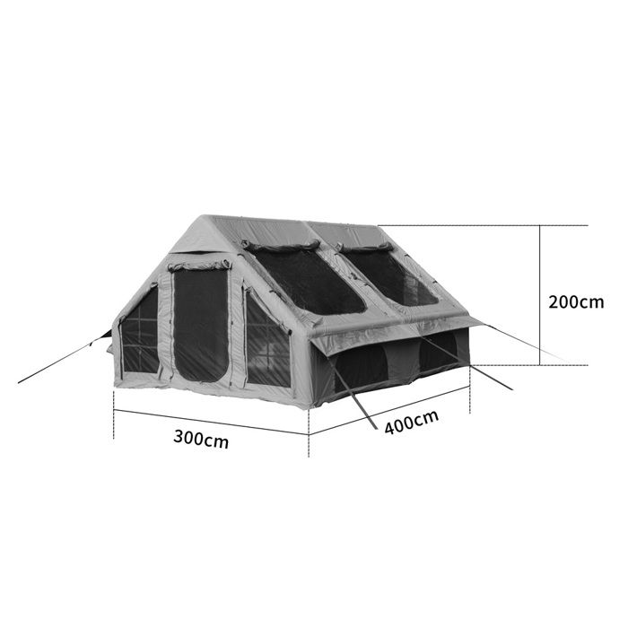 Tente Gonflable 10 Personnes – 385x260x200cm, 4 Saisons, TPU, 2000mm Imperméable, Pompe Incluse, Pour Camping Familial