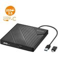 Rodzon Lecteur CD DVD Externe Type C USB 3.0,Graveur CD DVD Externe CD-DVD --RW-ROM Transmission à Grande Windows 10-8 - 7 - XP-V-0