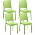 Chaise de jardin FLORA ARETA - Lot de 4 - Vert anis - Résine - Design-0