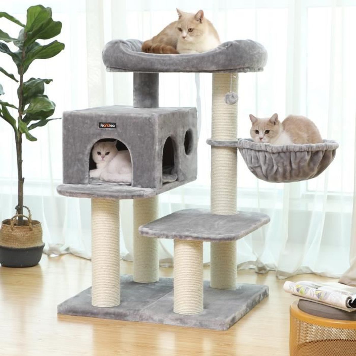 Feandrea Arbre A Chat Hauteur De 112 Cm Plate Forme Xxl Hamac Grotte Troncs Epais En Sisal Gris Claire Pct01w Achat Vente Arbre A Chat Feandrea Arbre A Chat 112 C Cdiscount