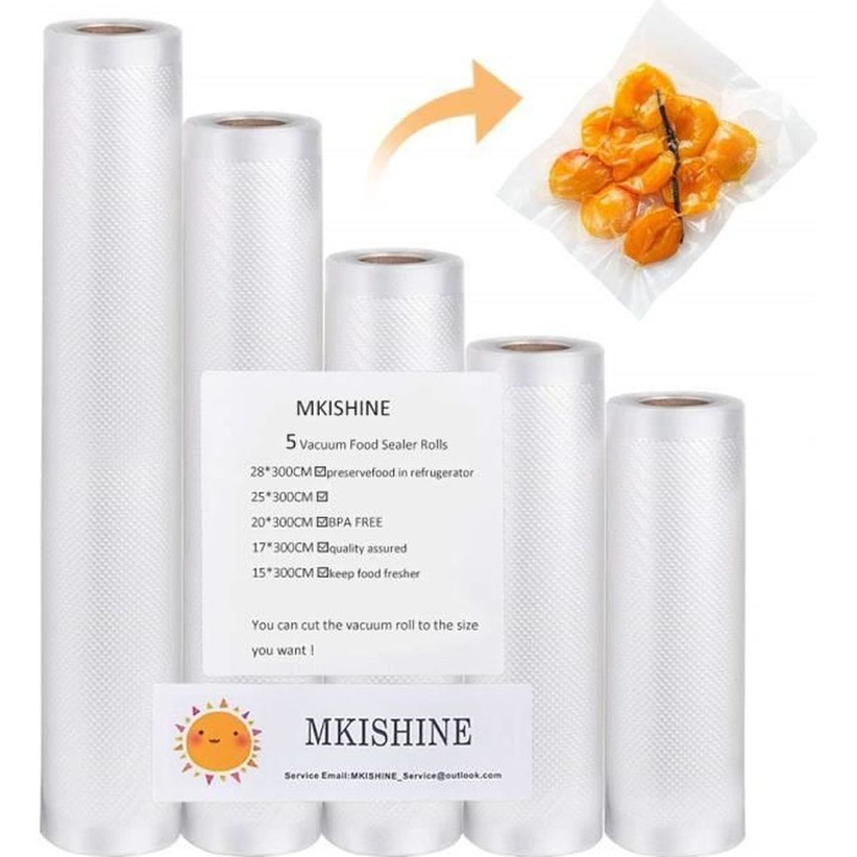 Rouleaux d'emballage pour Machine sous vide 6 Packs 28cm x 300cm pour Économiseur de nourriture Mise sous vide Sac sous vide alimentaire