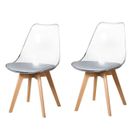 DIAMWOOD EXPERT EN EQUIPEMENT EGOONM Lot de 2 chaises transparentes, chaises de salle à manger coussin en lin design scandinave(girs)