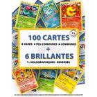 POKEMON Lot de 100 Cartes Pokémon Françaises Officielles NEUF - 6 Brillantes | 3 Rares - Sans Doubles