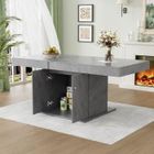 Table à manger extensible - DREAMMESPACE - Rectangulaire - Gris - 140/180 cm - Rangement intégré