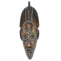 Masque en bois 30cm - crête africaine - décoration ethnique chic. Marron