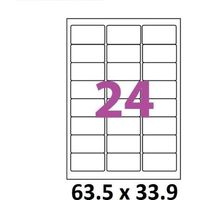 5 planches de 24 = 120  étiquettes bureautique 63,5 x 33.9 mm