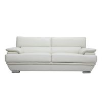 Canapé cuir design 3 places avec têtières ajustables blanc cassé EWING - MILIBOO - Cuir - Contemporain - Design