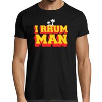 T-Shirt humour Homme I Rhum Man, 100% coton, manches courtes, doux et résistant -  Noir