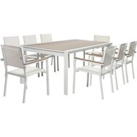 Table de jardin extensible 8 places 200/300cm - SWEEEK - Blanc - Aluminium - Ensemble table et chaises