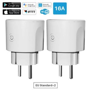 PRISE UE 2 pièces-Mini prise intelligente WiFi EU, 16A, minuterie intelligente, commande vocale, Alexa, Google Home