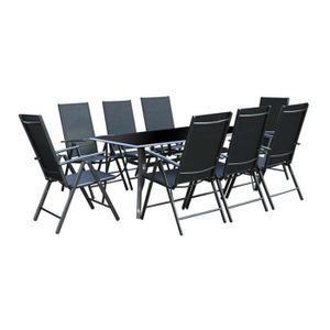 Ensemble table et chaise de jardin Salon de jardin - 8 places - RIMINI - Concept Usine - Aluminium - contemporain - Gris