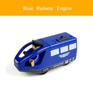 VOITURE - CAMION Train électrique en bois moulé sous pression - Locomotive bleue - Jouet pour enfant avec accessoires de voie