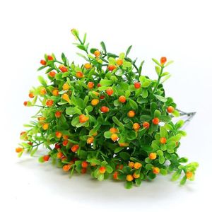 FLEUR ARTIFICIELLE Arbustes artificiels en plastique Plante artificielle Fleur Verdure pour Maison Extérieure- orange[B177]