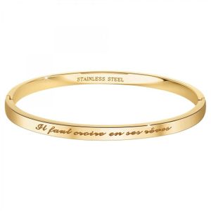 Bracelet En Acier Inoxydable Doré - Jonc Réglable Pour Femme - Style Chaîne Or Jaune - Neuf Sans Emballage
