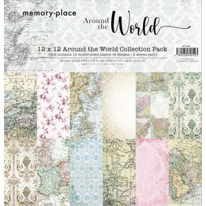 BLOC NOTE Set 12 feuilles de papier scrapbooking 30x30 cm 'Around the World' de Memory Place