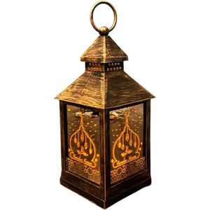LAMPION Lanterne Vintage Eid - Décoration d'éclairage de salle d'étude pour jardin - Or - Élégance - Chic - Métal
