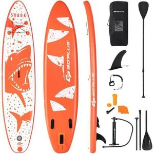 STAND UP PADDLE COSTWAY Stand Up Paddle Gonflable Adulte-Accessoire Complet-320x76x15CM-Pagaie Réglable-Aileron Amovible-Pompe-Sac Dos-Style Requin