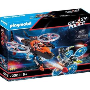 UNIVERS MINIATURE PLAYMOBIL - Galaxy Police - Hélicoptère et pirates de l'espace - Avec drone et coffre-fort spatial