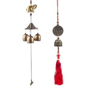Laiton DYSCN carillons à Vent en Laiton Ornements de Cloche à Vent en métal Poisson Feng Shui Cloche Suspendue Charme décorations pour la Maison